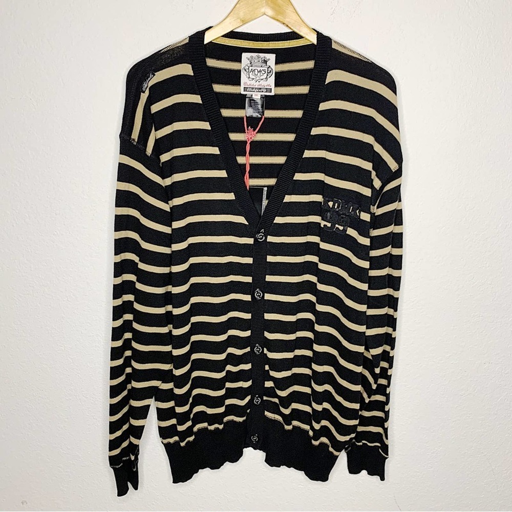 NWT Akademiks V-Neck Button Front Stripe Heritage Cardigan Size 3X $59.50